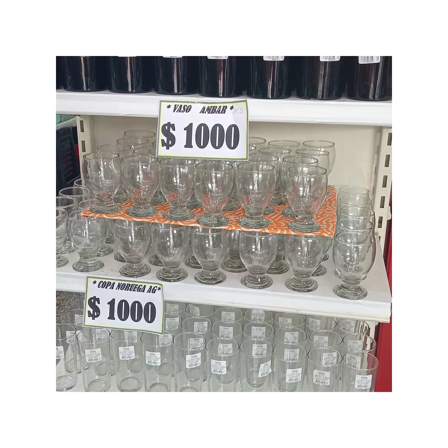 Copas y vasos de vidrio a $1.000