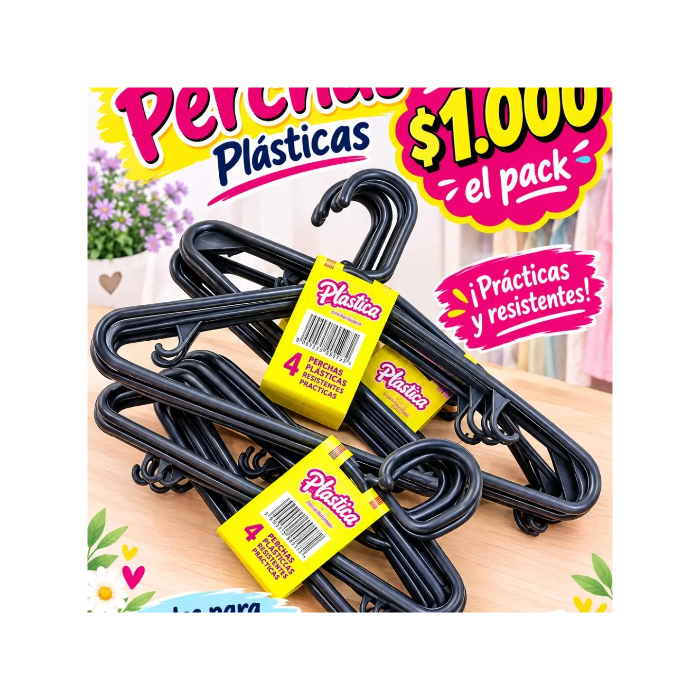 Pack de perchas plásticas