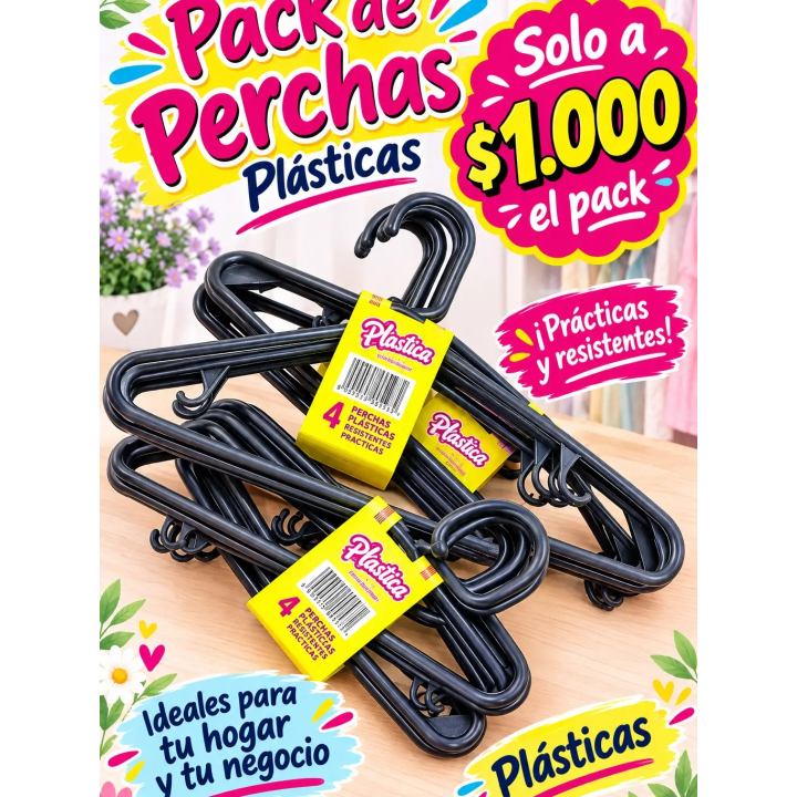 Pack de perchas plásticas