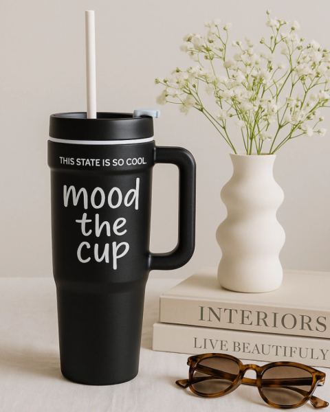 Vaso tumbler de acero con manija 1000ml c/sorbete y pico