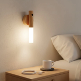 Lampara Luz Led Sensor Movimiento con madera
