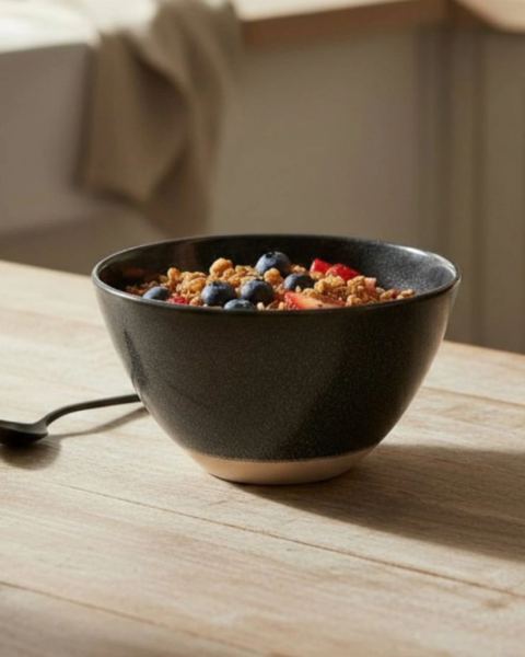 Bowl ceramico 500ml negro base cruda