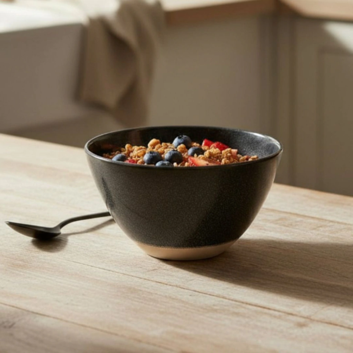 Bowl ceramico 500ml negro base cruda