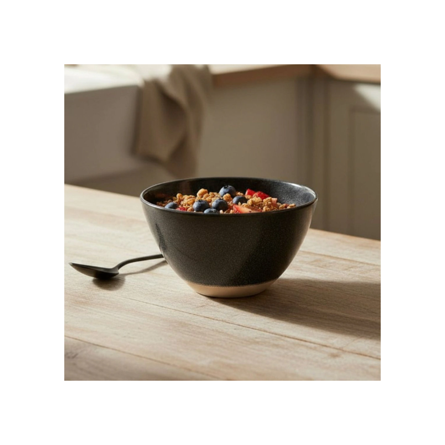 Bowl ceramico 500ml negro base cruda