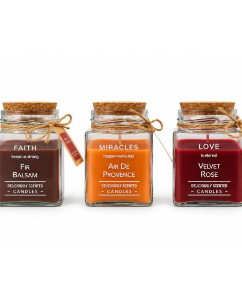Vela aromatica en frasco vidrio tapa corcho