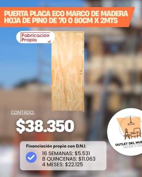 Puerta placa eco con marco de madera