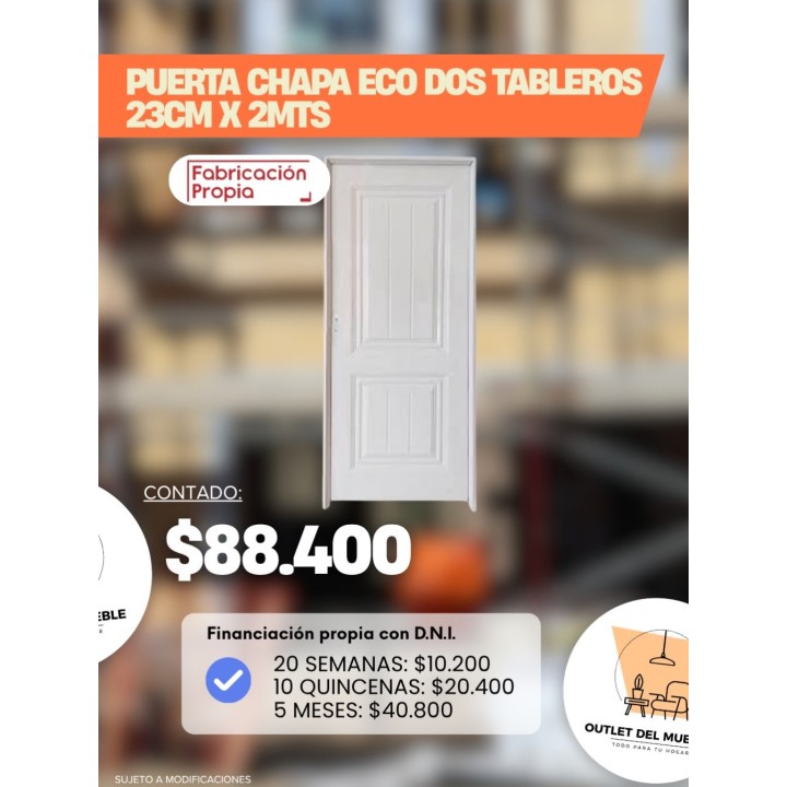 Puerta de chapa eco dos tableros