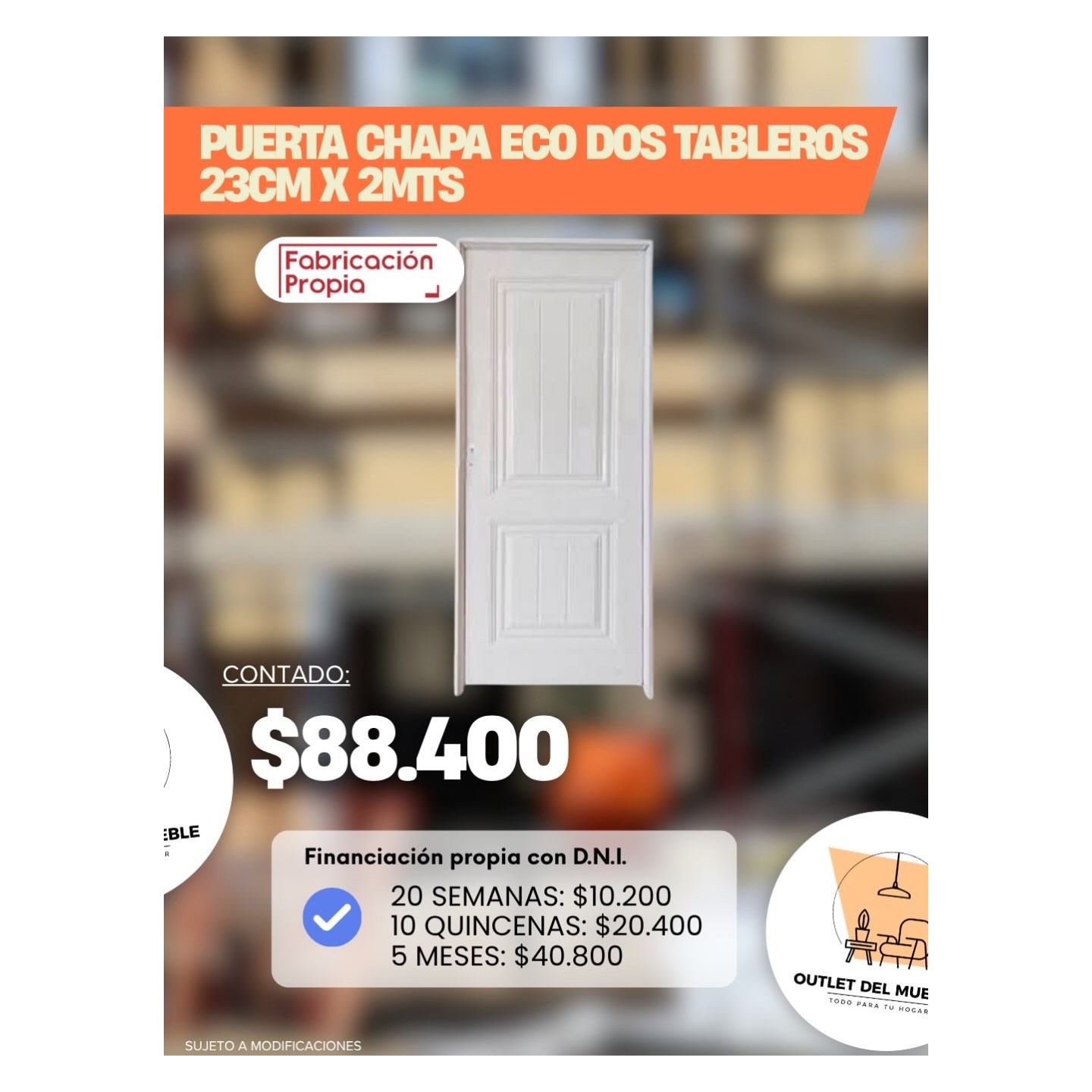 Puerta de chapa eco dos tableros