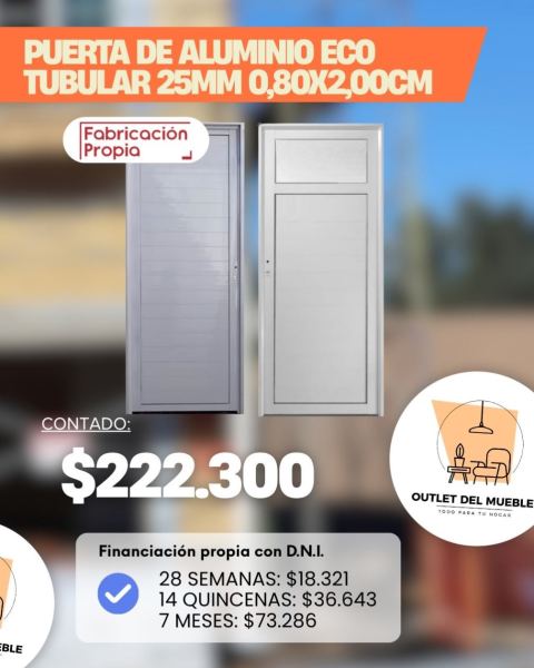 Puerta de aluminio tubular