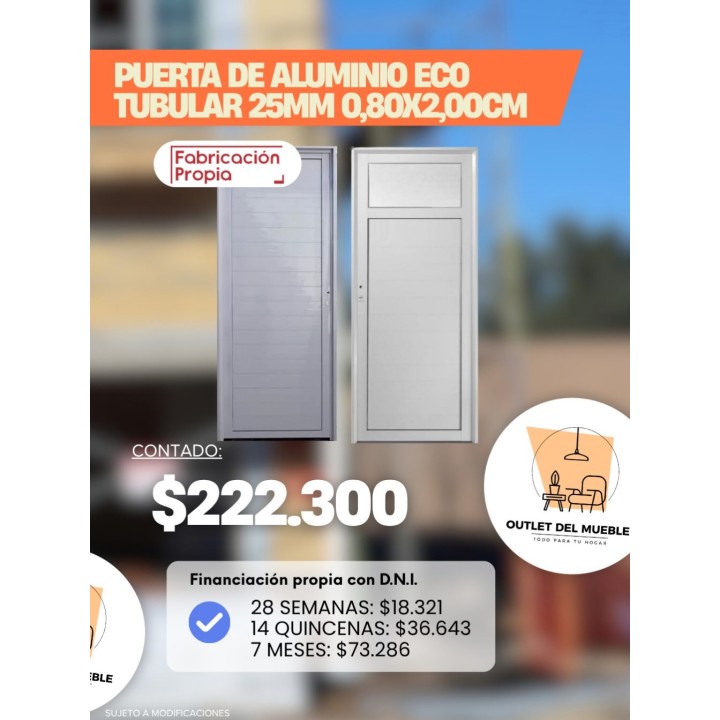 Puerta de aluminio tubular