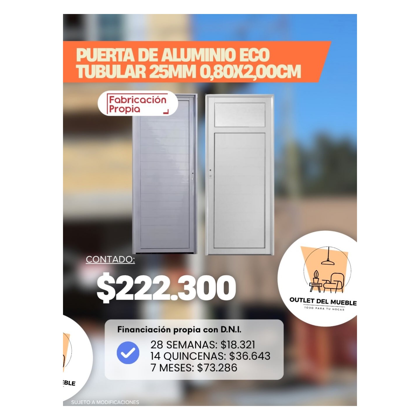 Puerta de aluminio tubular
