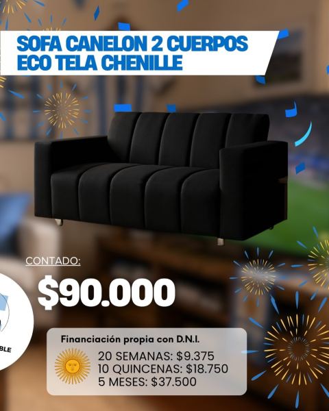 Sofá Canelón Eco 2 cuerpos
