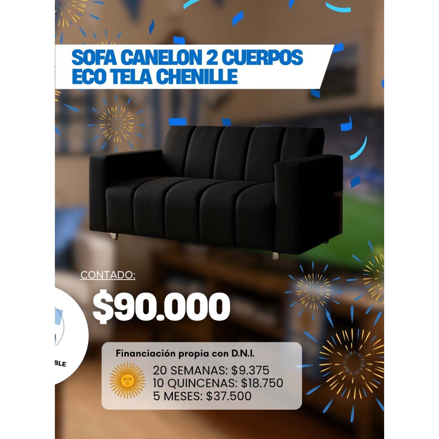Sofá Canelón Eco 2 cuerpos