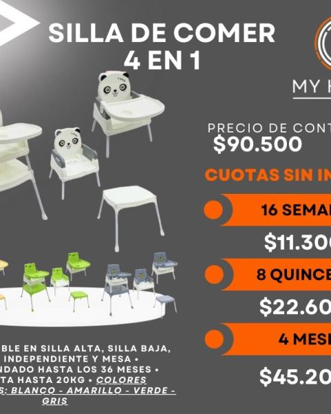 Silla de comer 4 en 1