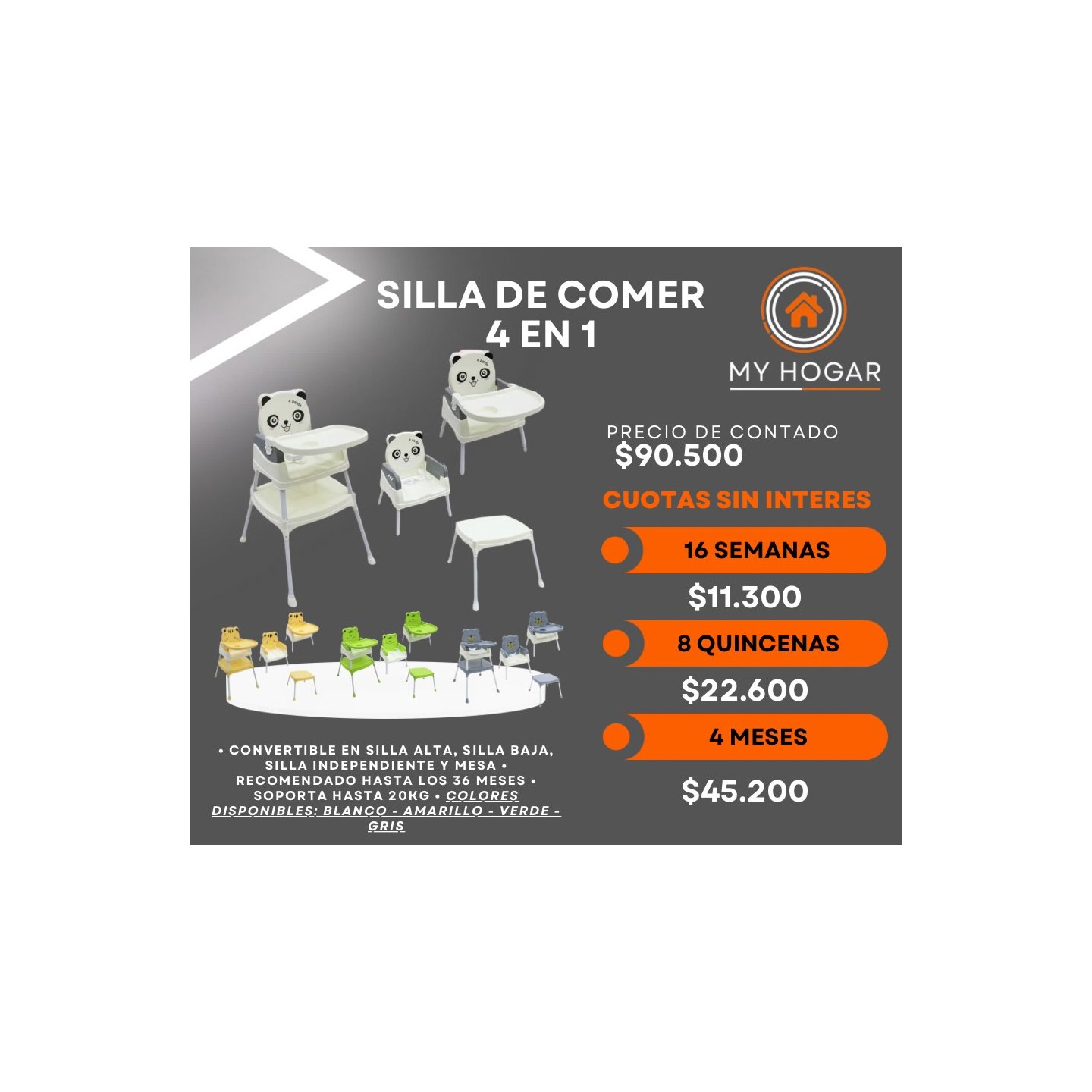 Silla de comer 4 en 1