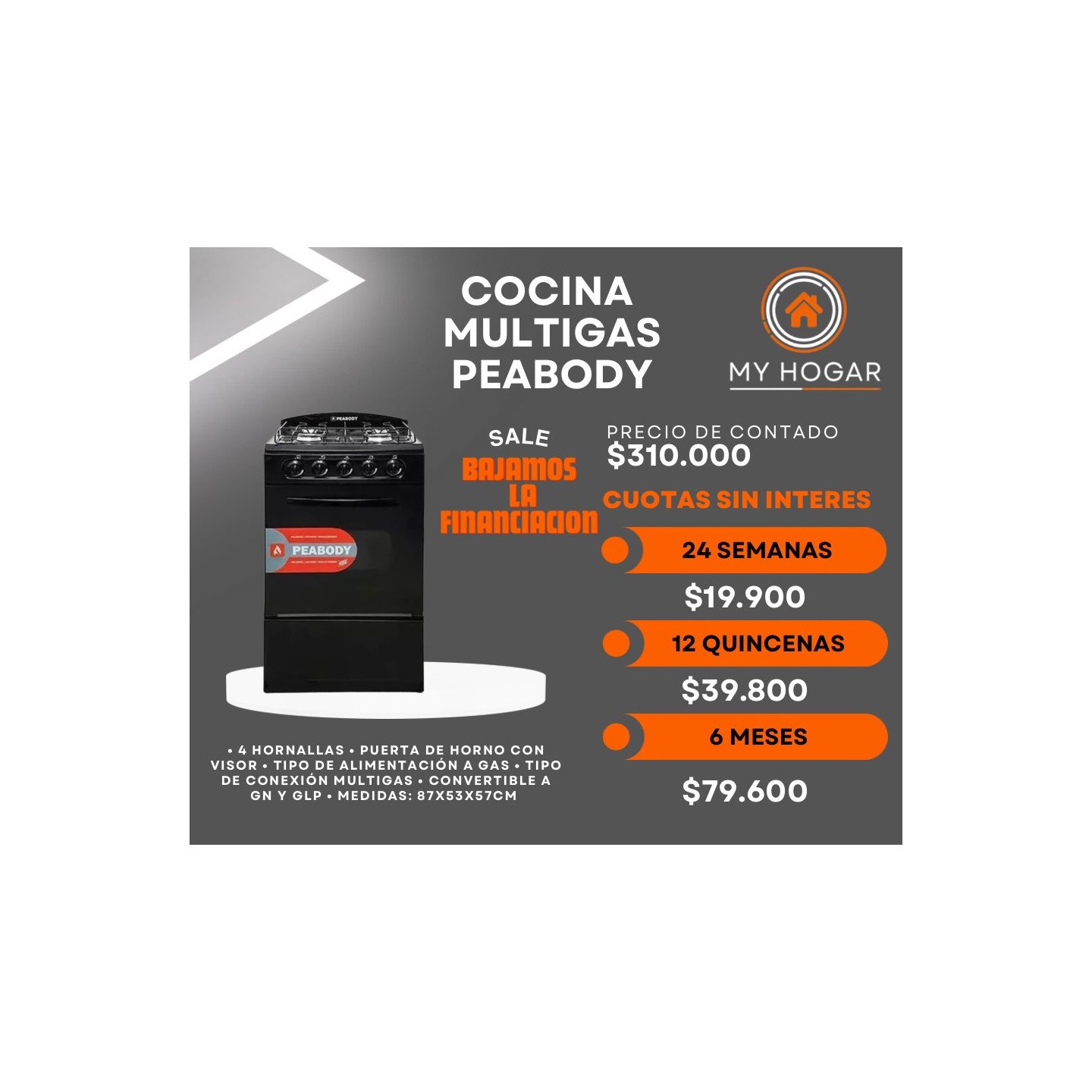 Cocina multigas Peabody