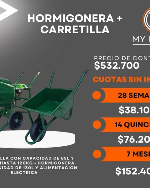 Combo hormigonera + carretilla