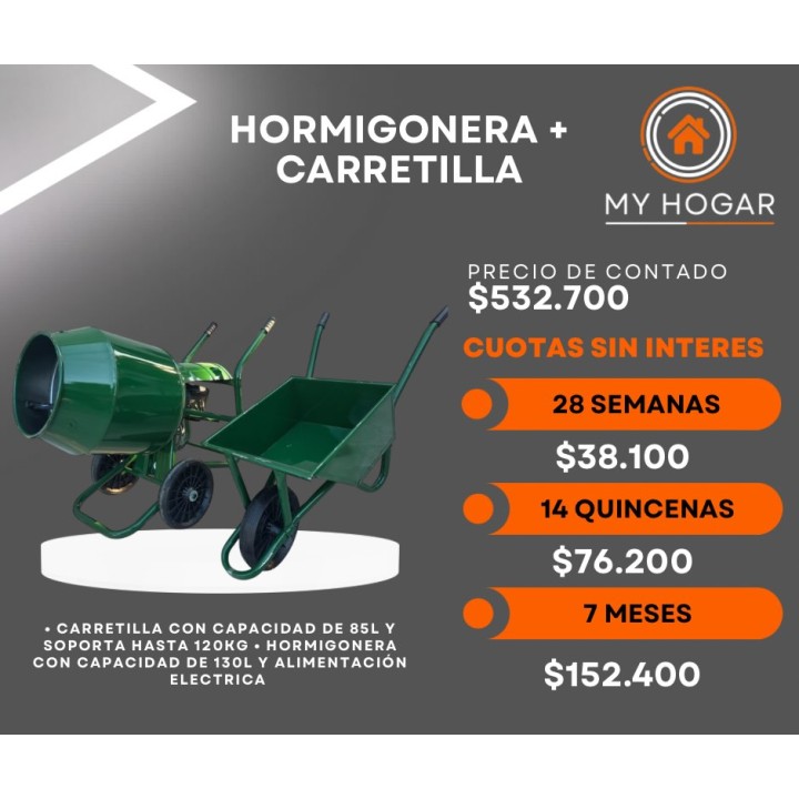 Combo hormigonera + carretilla