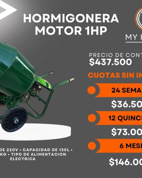Hormigonera motor 1 HP
