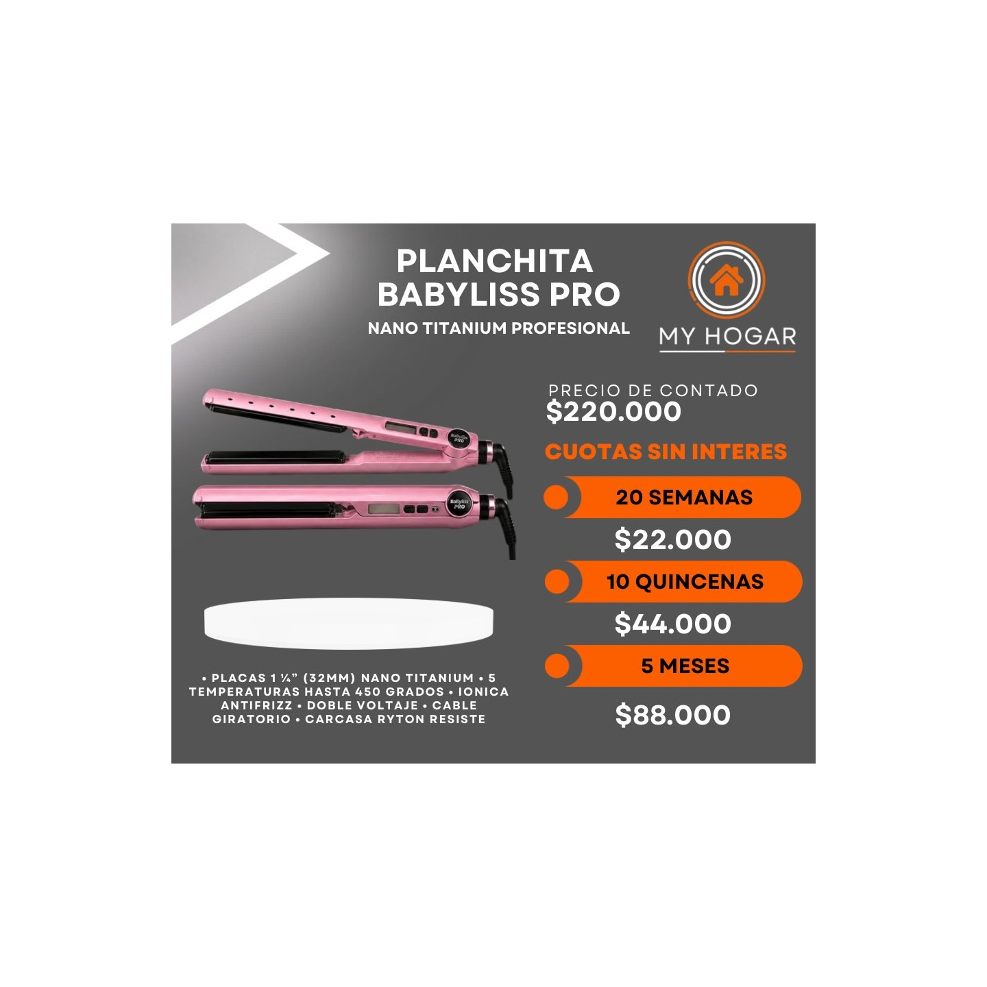 Planchita Babyliss Pro Nano Titanium
