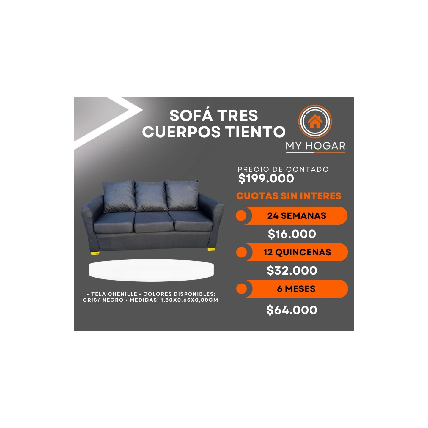 Sofá tres cuerpos Tiento