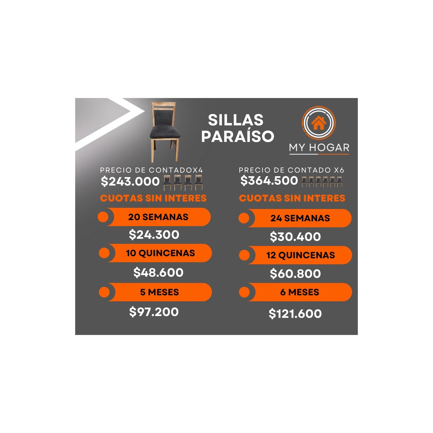 Sillas Paraíso x 6