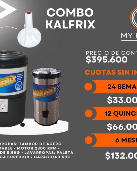 Combo lavarropas + secarropas Kalfrix