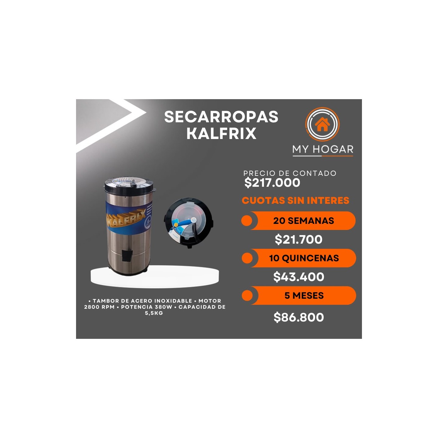 Secarropas centrífugo Kalfrix