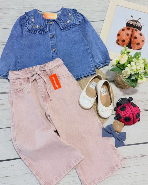 Camisas y pantalones de gabardina para bebas