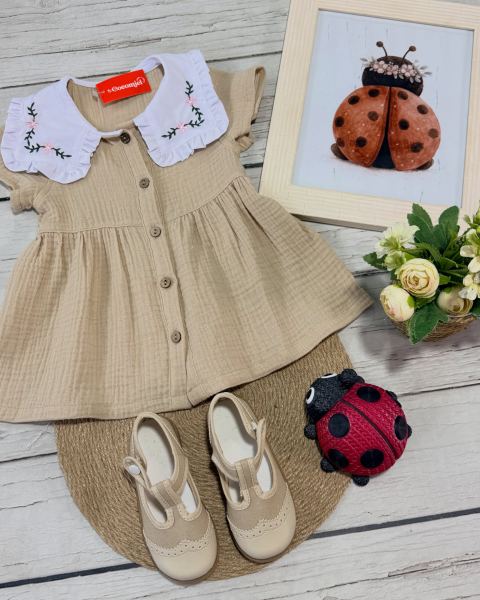 Vestido baby cotton y guillerminas de lona