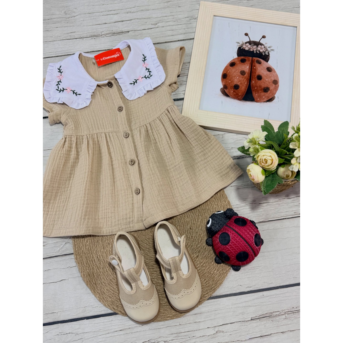 Vestido baby cotton y guillerminas de lona