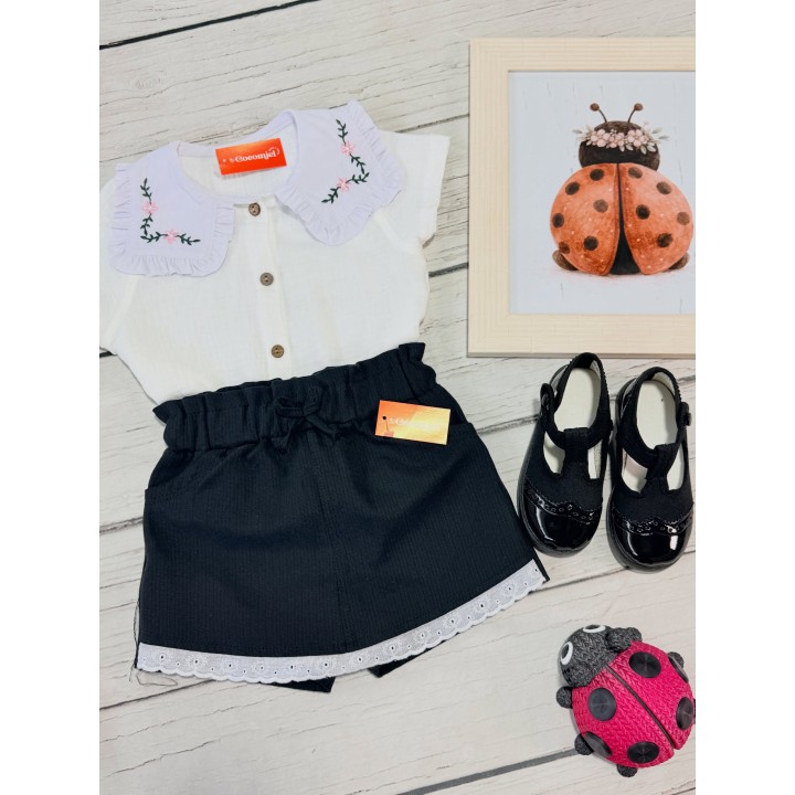 Camisa baby cotton y short pollera