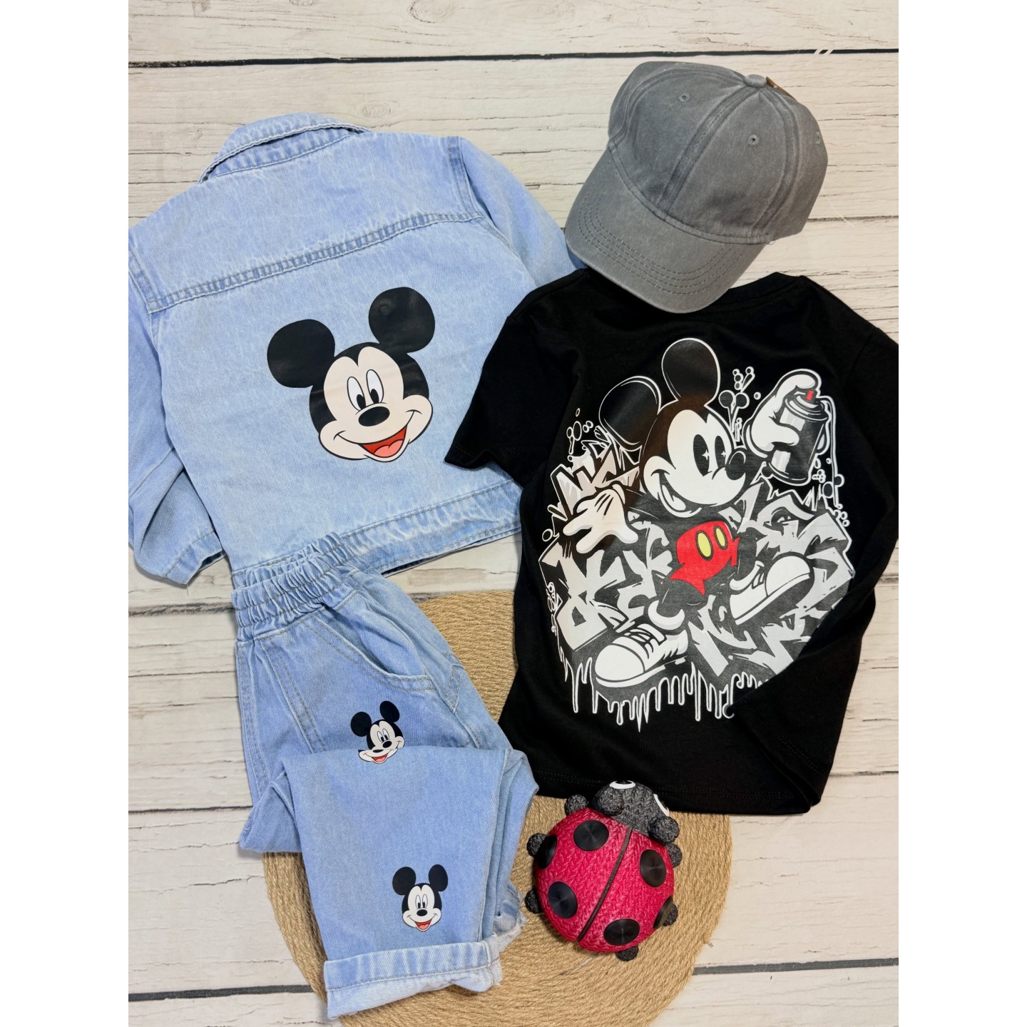 Conjuntos Mickey de jean y gabardina