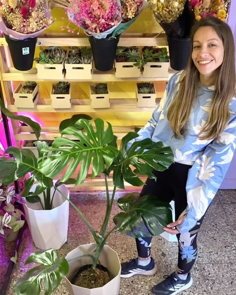 Monstera Deliciosa con maceta facetada piramidal