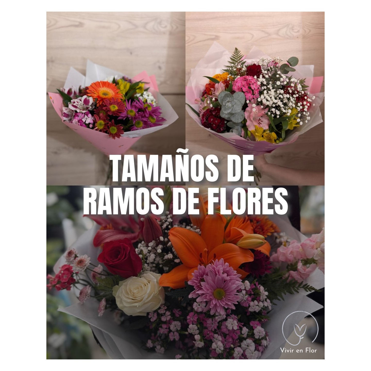 Ramos de flores a pedido en tres tamaños
