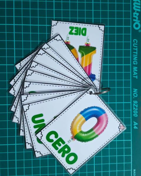 Tarjetas didácticas de números y colores