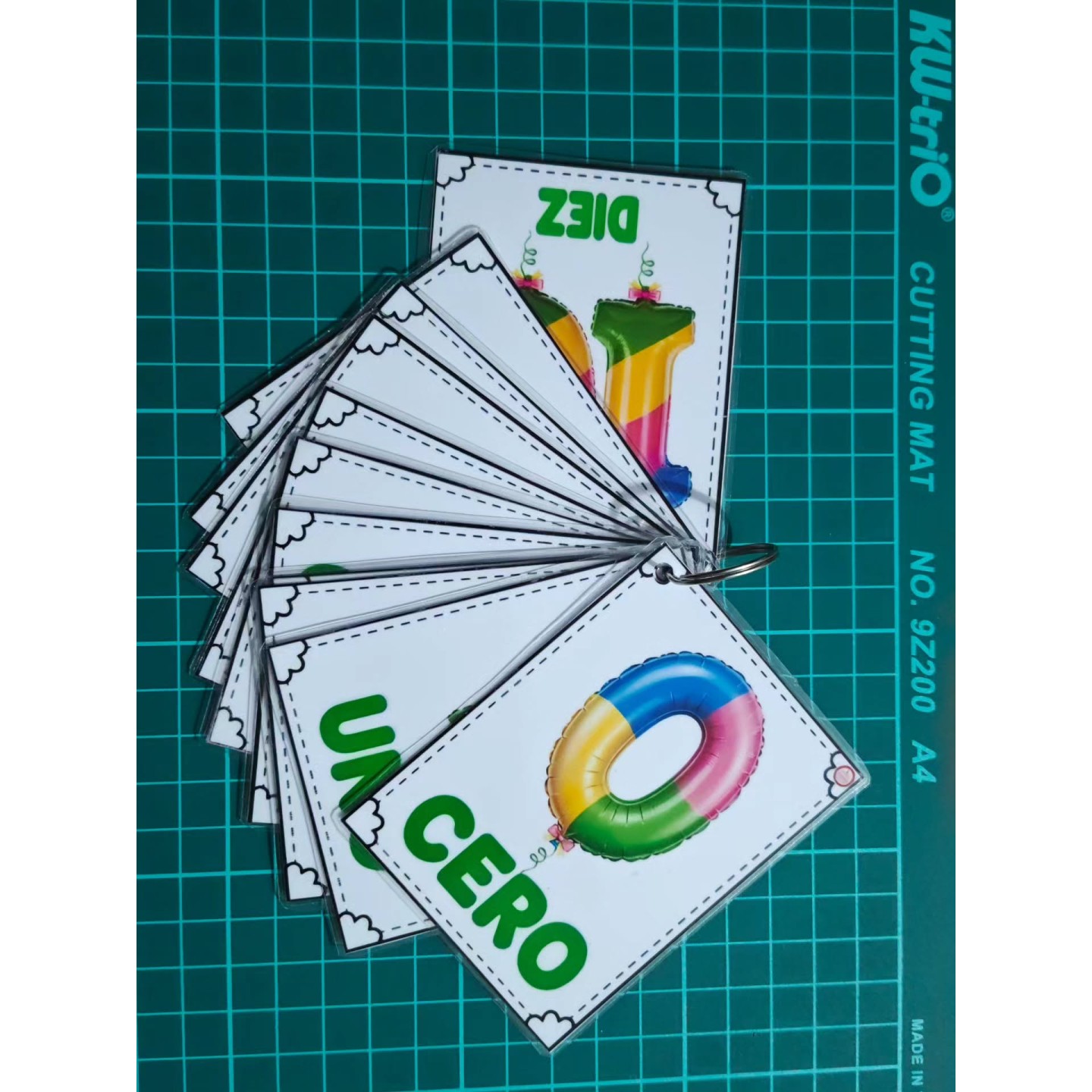 Tarjetas didácticas de números y colores