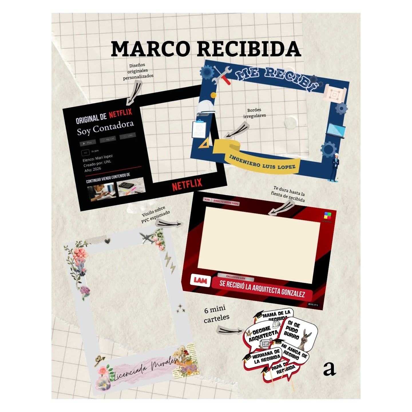 Marco personalizado para recibida