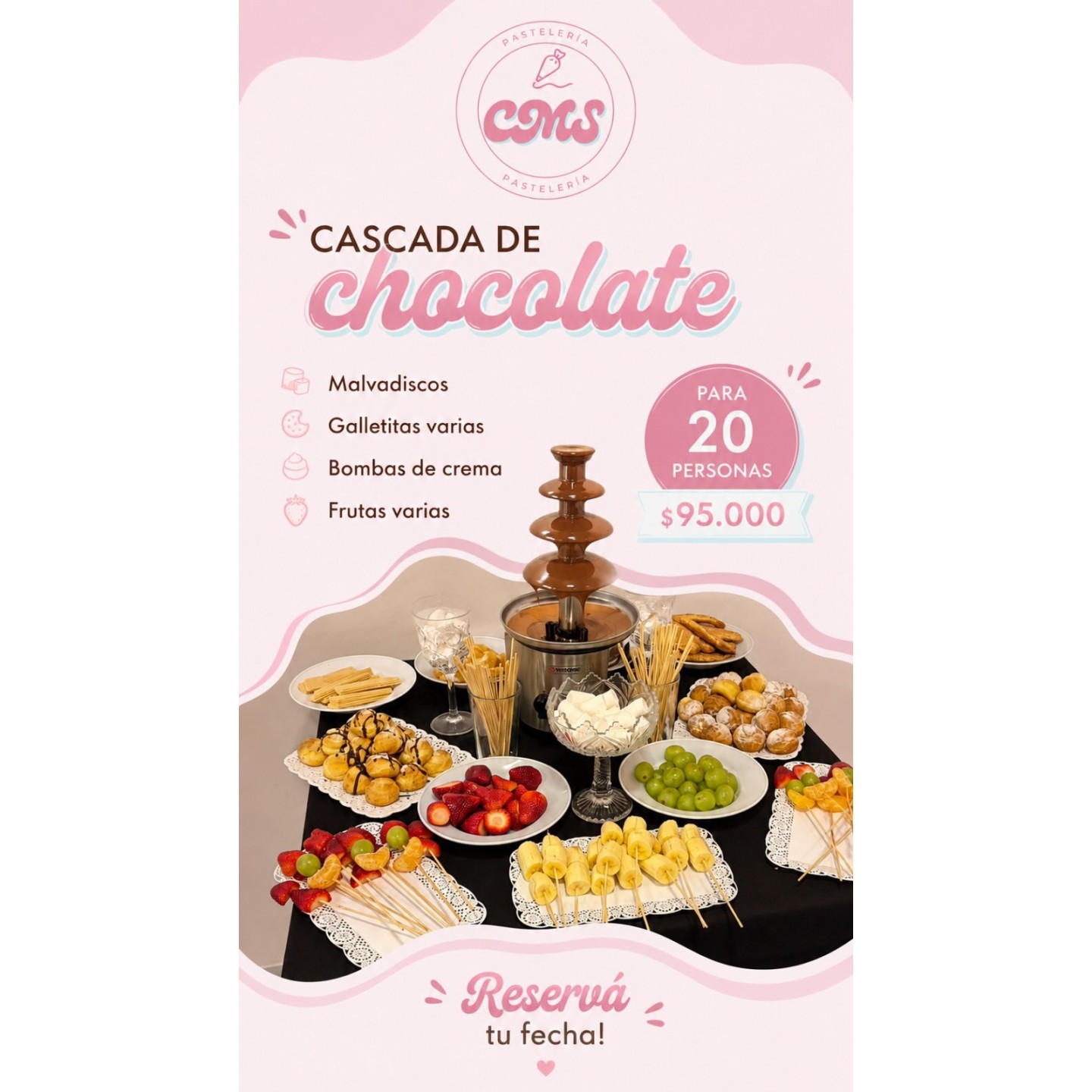 Cascada de chocolate para eventos