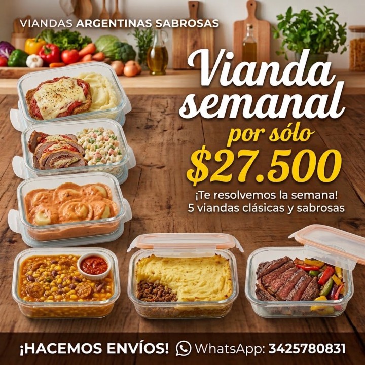 Vianda semanal: 5 viandas clásicas