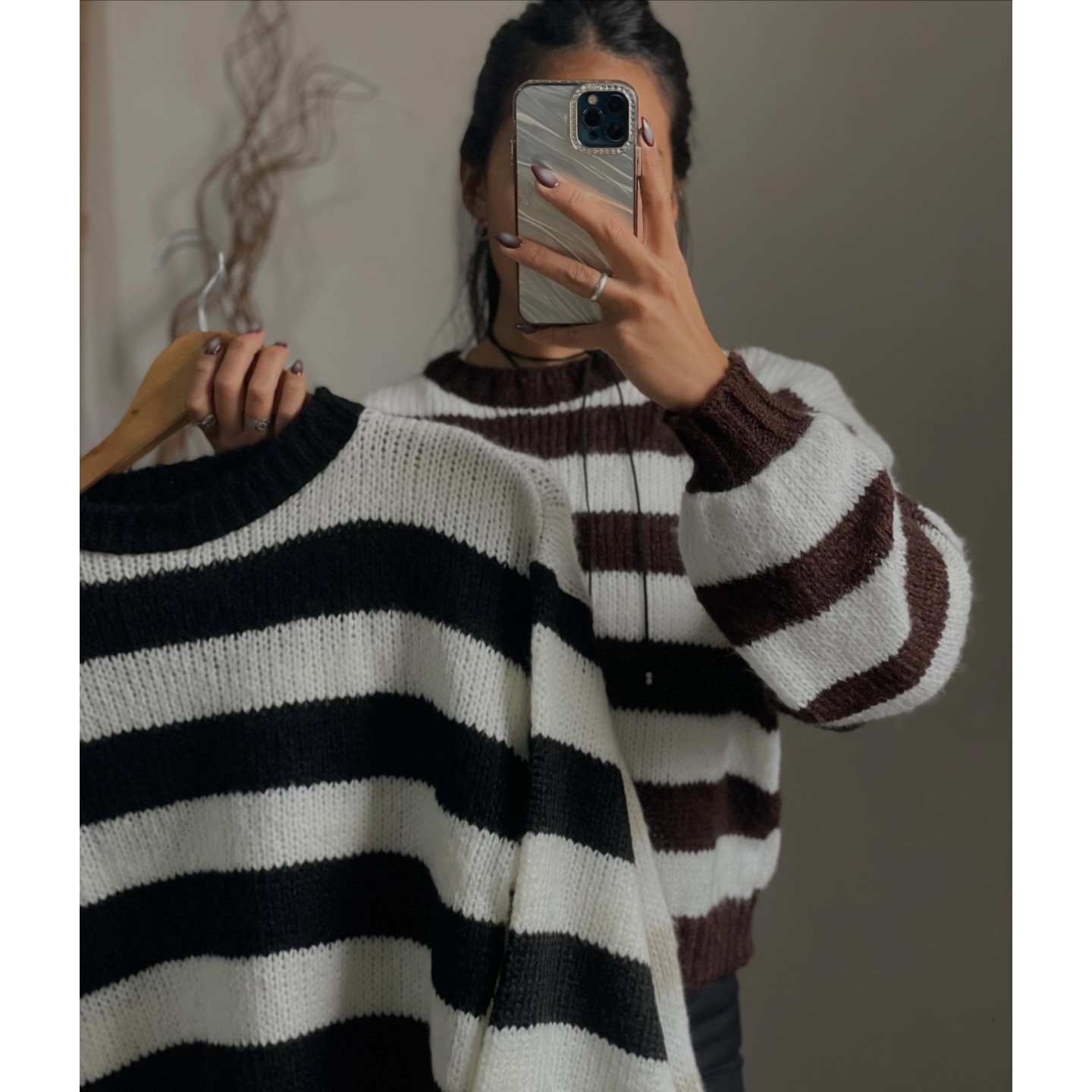 Sweater manga globo rayado