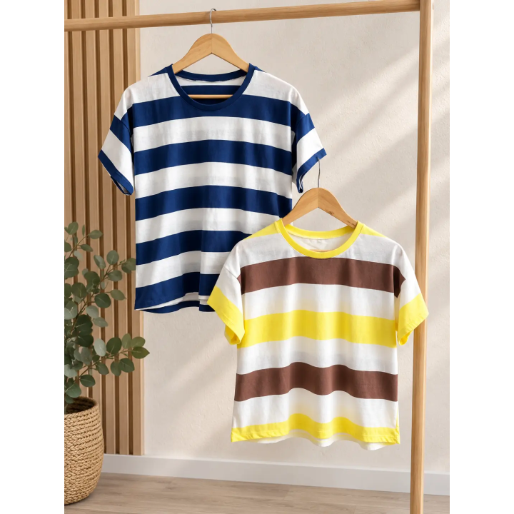 Remeras rayadas y estampadas