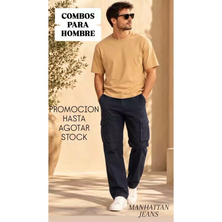 Combo remera waffle + cargo importado