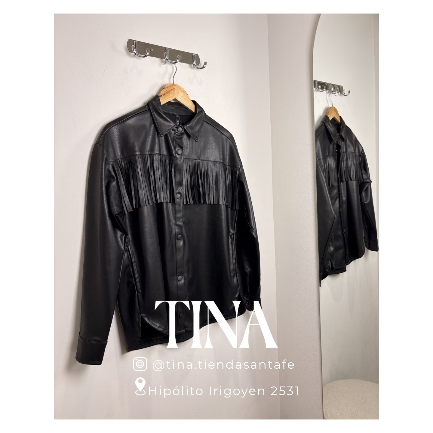 Camisa símil cuero con flecos