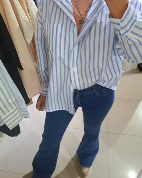 Jean oxford elastizado y camisa rayada