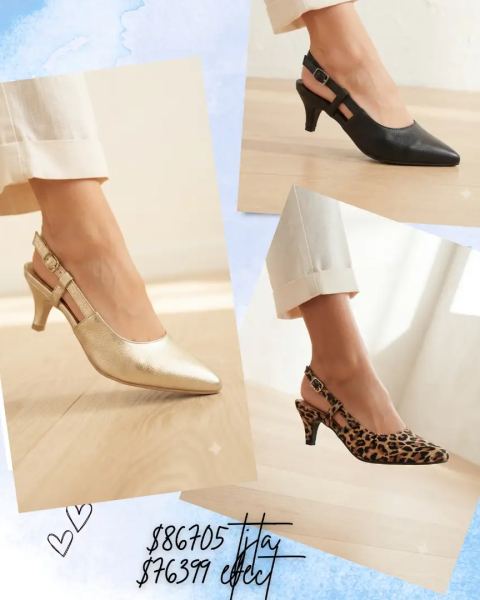 Slingbacks de piel con taco kitten