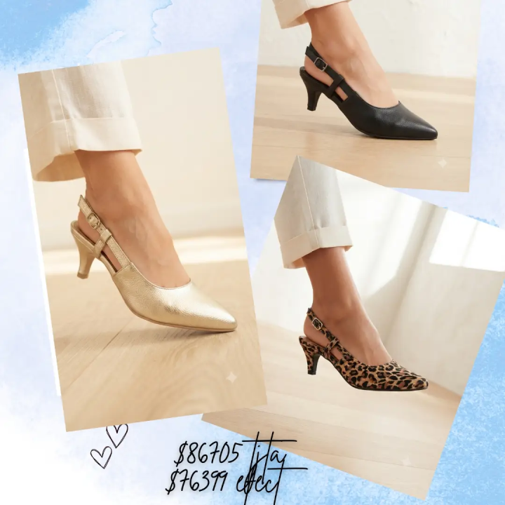 Slingbacks de piel con taco kitten