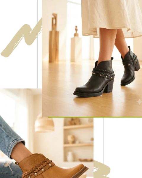 Botas de cuero color tan y chocolate