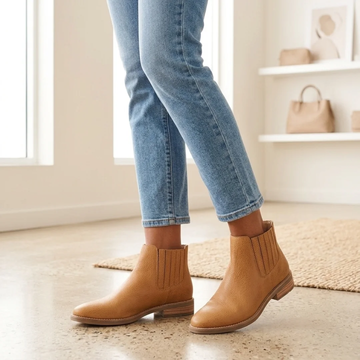 Botas de cuero color tan y chocolate