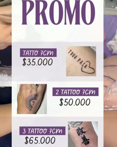 Tatuajes de hasta 7 cm